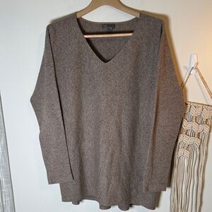 EUC Vince Wool Cashmere Blend V-Neck Oat Brown Sweater L